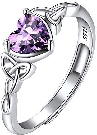 Suplight Anello Celtico Argento 925 Donna Regolabili Pietra Cuore Anello Donna Argento Ametista Ametista Anello Ametista Regolabile Febbraio con Confezione Regalo