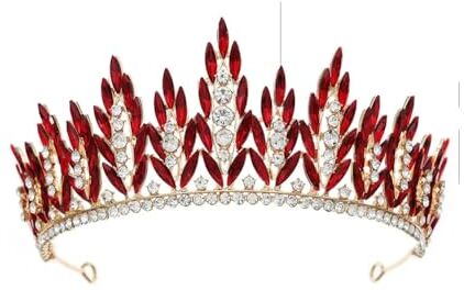 Generic Corona e tiara con strass di cristallo, per donne e ragazze, per feste di nozze, gioielli per capelli da sposa, oro rosso