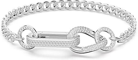 Swarovski Dextera Bracciale, con Pavé di Cristalli , Placcato in Tonalità Rodio, Taglia M, Bianco