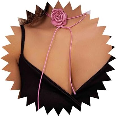 Inateannal Vintage Rosa Fiore Collana Girocollo Rosa Fiore Di Velluto Collana Lunga Nastro Fiore Lace-up Goth Nero Camoscio Fiore Collana Cosplay Bigiotteria Per Le Donne Ragazze