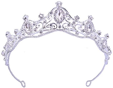 Ruiqas Diadema da principessa con strass a forma di corona di cristallo, per donne, ragazze, matrimoni, feste di fine anno