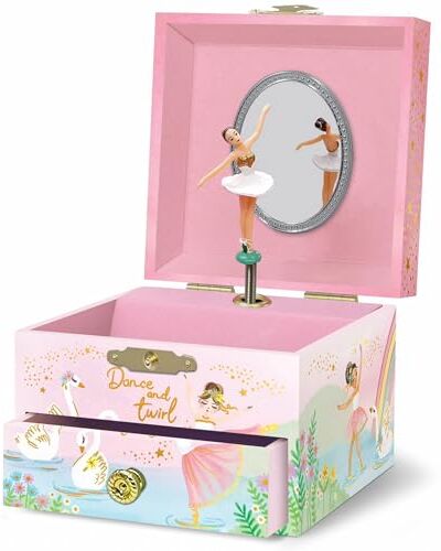 Giggle & Honey Scatola Musicale Ballerina per Ragazza Portagioie CarillonBallerina per Bambina con Specchio, Regalo Balletto per Bambine, Scatola per Gioielli, Regalo di Compleanno per Bambini, 3-10 Anni, Rosa