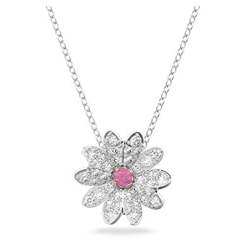 Swarovski Eternal Flower Collana Elegante, con Ciondolo a Forma di Fiore in Cristalli e Zirconia, Mix di Placcature, Rosa