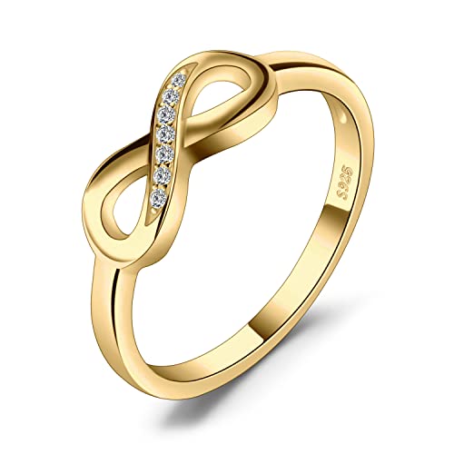 JewelryPalace Anelli Donna Argento 925, Fedine Fidanzamento Coppia, Anello Infinito Nodo, Eterno Amore Diamante Simulato Anniversario Matrimonio Promessa Sposa Band Anelli in Oro, Gioielli Donna 11.5