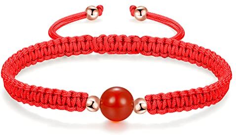 Shine Bracciale Intrecciato Agata, Bracciale Corda Regolabile Da Donna, Gioielli Fatti A Mano, Regalo Di Compleanno Coppia Amicizia, Pietra Di Guarigione Yoga Energetica Rosso Nero