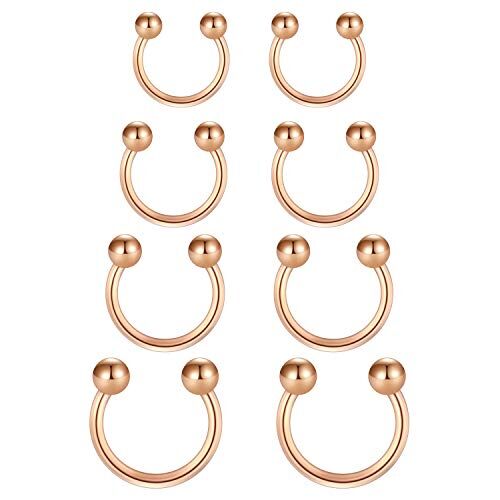 Funseedrr 8pcs Ferro di Cavallo Labbro Labret Ring Acciaio Inossidabile 16G 6/8/10/12mm Cerchio Setto Tragus Helix Cartilagine Orecchino Piercing Gioielli