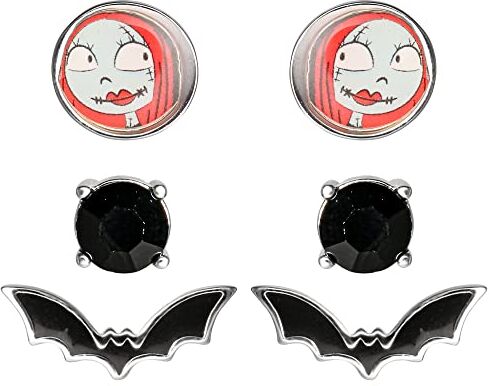 Disney Nightmare before Christmas Nero, rosso e azzurro Argento placcato ottone smalto 3pc Set di orecchini SF00270RRHL, One size, Ottone, Nessuna gemma