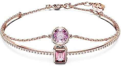 Stilla Bracciale Rigido, con Cristalli e ZirconiaSwarovski a Taglio Misto, Chiusura a Moschettone, Placcatura in Tonalità Oro Rosa, Rosa