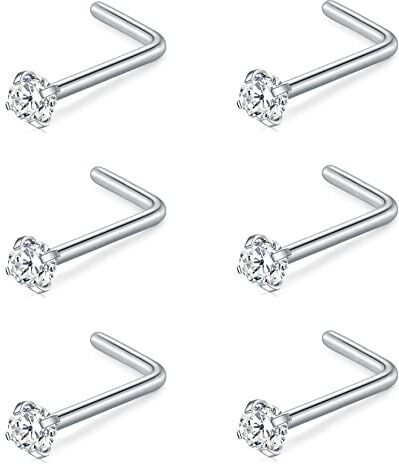 incaton 0.8mm 1.0mm Piercing Naso Acciaio Chirurgico da 18g 20g Piercing Naso Anelli con a Forma di Anello da Naso, Argento,Oro,Oro Rosa