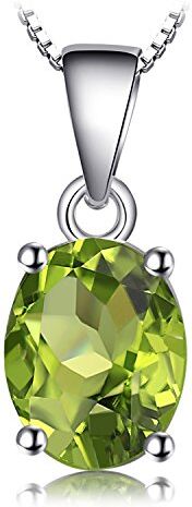 JewelryPalace Ovale 1.7ct Naturale Verde Peridot Birthstone Solitario Pendente Collana 925 Sterling Argento 45cm