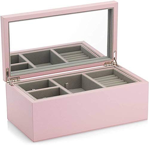 Pandora Grande portagioie in MDF con pelle PU di colore rosa, dimensioni: circa 16 x 29 x 11,5 cm, , 16x29x11,5, Legno ingegnerizzato, Senza Gemme