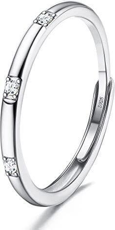 JeweBella Anello Donna Regolabile Argento 925 Elegante Anello Zirconia Cubica Minimalista Anello Donna Argento/Oro/Oro Rosa