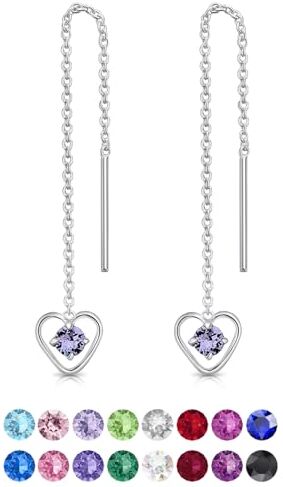 DTPsilver ® Orecchini Argento 925 Pendenti Orecchini Donna Cuore con 3 mm Cristalli Swarovski® Tanzanite Orecchini Punto Luce Orecchini Tanzanite Lovli Orecchini Orecchini Saliscendi