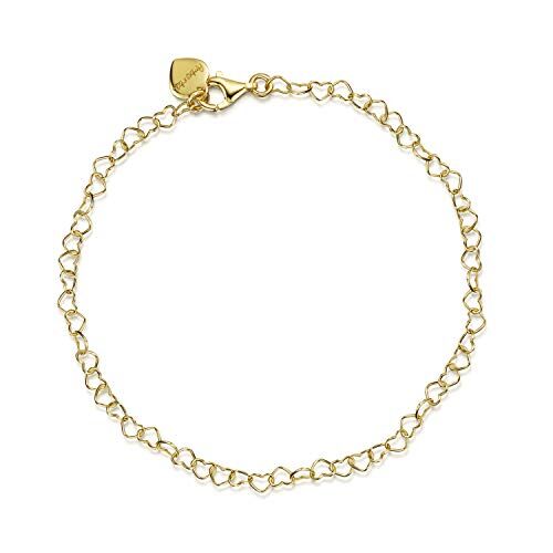 Amberta Bracciale a forma di Cuore da Donna in Argento Sterling 925: Placcato Oro Giallo