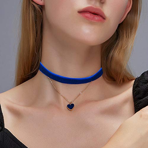 TseenYi Collana con ciondolo a forma di clavicola in flanella, per donne e ragazze, colore: blu