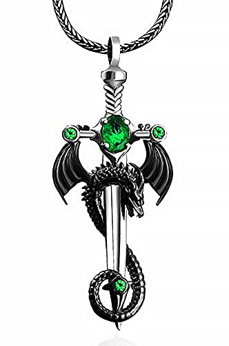 DGP Collana da uomo con ciondolo Drago con spada (Verde)