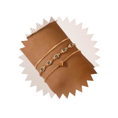 Cimenexe Bracciale Smeraldo Cuore A Strati Bohemien Bracciale D'oro Catena Ossea Serpente Bracciale Verde Smeraldo Bracciale Catena Verde Cz Gioielli Per Donne E Ragazze Regali