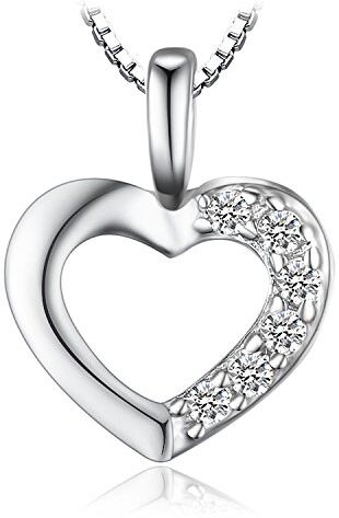 JewelryPalace 0.06ct Cubic Zirconia Amore Cuore Ciondolo Collana Pendente 925 Argento Sterling Catena 43cm