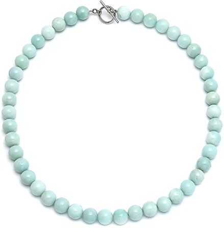 Bling Jewelry Amazonite Luce Aqua Blue Round Gem Stone 10 Millimetri Bead Strand Collana Gioielli Occidentali Per Le Donne In Argento Placcato Chiusura 16 Pollici