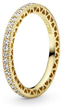 Pandora squillare Da donna Argento 925 / - lucido lucido, placcato oro giallo 18k Zirconia cubica 168655C01-54