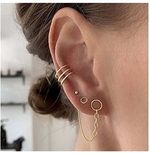 Dervivea Boho Cerchio Orecchio Orecchini Nappa Catena Orecchio Clip Orecchini Cerchio Orecchio Avvolgere Orecchini A Sfera D'oro Orecchini Piercing Multipli Orecchini Set Gioielli Per Donne E Ragazze