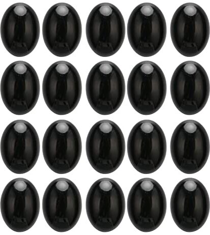 Tissting 20PCS Cabochon di pietre preziose ovali naturali, 18x13mm Cabochon a forma di uovo Perle posteriori piatte Agata nera Giada bianca Pietra preziosa allentata per gioielli Creazione(Black Agate)