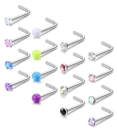 Chriscoco 20G Piercing Naso Acciaio Chirurgico Titanio Opale CZ Nostril Piercing Naso Anello Piercing Gioielli per Donna Uomo