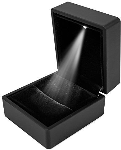 iSuperb Scatola Anello LED Porta Anello con Luce Porta Gioielli da Viaggio Organizer con Scatola Regalo Ring Box per Donna e Ragazza, San Valentino (LED Porta Anello) (A)