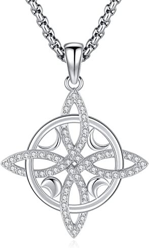 Eusense Collana celtica da uomo in argento 925 con catena di zirconia cubica Ciondolo a catena Gioielli pagani per donne e uomini