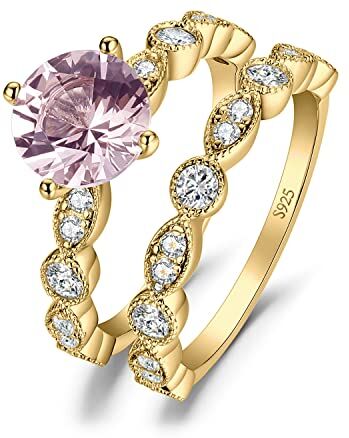 JewelryPalace 2.5ct Anelli Donna Argento 925 con Creato Morganite Zaffiro Rosa, Marquise Infinito Anello Solitario in Oro con Pietra, Fedine Fidanzamento Matrimonio Anello Promessa Set Gioielli 11.5