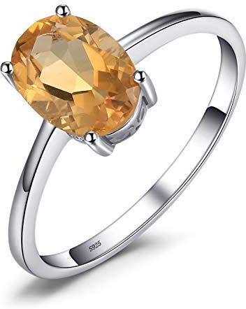 JewelryPalace Anelli Donna Argento 925, Naturale Citrino Arancione Birthstone Solitario Anello, Anniversario Anello Ovale Donna, Anello Solitario Fidanzamento in Argento, Set Gioielli Donna 13