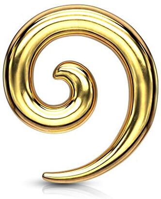 beyoutifulthings Dilatatore a spirale in acciaio inox Taper oro, argento, nero, colorato, per dilatatori a forma di lumaca, 2 – 8 mm, colore: gold, cod.