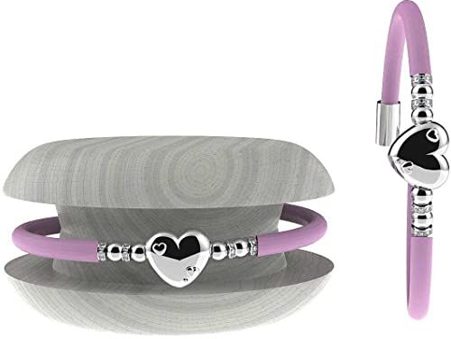 Too Late Bracciale Donna TOOLATE Caucciù con Strass e Charm, Bracciale Macaron Mignon Gioiello con Charm Cuore Stella Portafortuna 100% Made in Italy (luck, rosa)