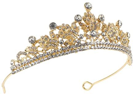 FRCOLOR Diadema Di Strass Sposa Di Diamanti Nozze Cerchio Per Da Festa Principessa Abbigliamento Da Ragazza Regina D'oro Barocca Per Le Donne Decorare Bambino Lega Di Zinco