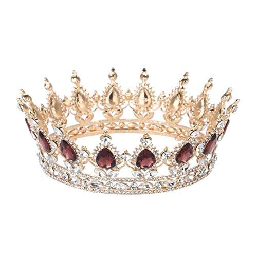 Brrnoo Corona da sposa, corona barocca, tiara fatta a mano, con strass, corona e diadema per matrimonio, festa