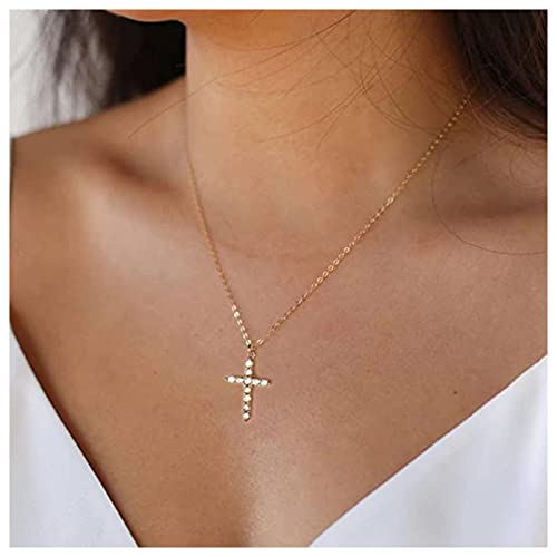 Dervivea Collana Girocollo Croce Boho Collana Di Cristallo Croce Pendente Oro Croce Di Gesù Collana Religiosa Cz Collana Gioielli Per Donne E Ragazze