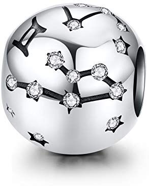 La Menars Ciondolo Segno Zodiacale Originale Charm in argento Sterling 925 Compatibile con Braccialettie Collane Pandora Chamilia e Europei (Gemelli: 5.21-6.21)