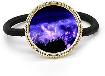 Bestchong Viola Thunder Night Sky Art Deco regalo moda argento metallo capelli cravatta e fascia di gomma copricapo