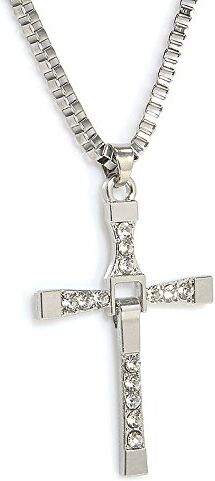 5665 COLLANA ARGENTO CON CROCIFISSO DAL FILM FAST AND FURIOUS DOMINIC TORETTO PENDENTE UOMO DONNA UNISEX ACCIAIO REGALO ALLA MODA BRACCIALETTO SAN VALENTINO RAME CATENA