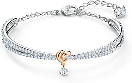 Swarovski Bracciale rigido Lifelong Heart, Cuore, Bianco, Mix di finiture