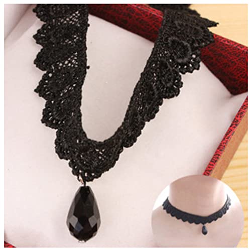 Inilbran Boho Pizzo Catena Collana Vintage Pizzo Clavicola Catena Gothic Pizzo Choker Collana Nera Perlina Pendente Collana Choker Gioielli Per Donne E Ragazze