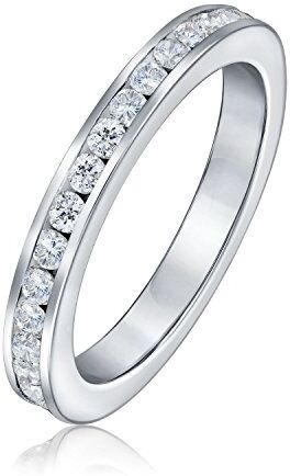 Bling Jewelry Cubic Zirconia impilabile CZ canale impostato Eternity Anniversary Wedding Band anello per le donne per l'adolescenza .925 Sterling Silver