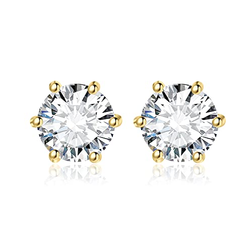 JewelryPalace 2ct Orecchini a Bottone Donna Argento 925 con Cubica Zirconia, Piercing Orecchini a Lobo Donna con Pietra a Taglio Rotondo, Orecchini Solitario in Oro Matrimonio Set Gioielli Donna