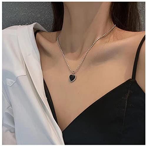 Dervivea Minimalista Nero Cuore Collana Choker Onice Cuore Collana Ciondolo Naturale Onice Collana Choker Amore Cuore Collare Collana Catena Gioielli Per Le Donne E Le Ragazze