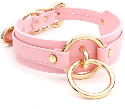 lalatia Girocollo Donna O Ring Choker Collana in Ecopelle (Rosa Oro)