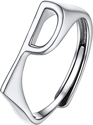 PROSILVER Anello Argento Donna 925 Regolabile Uomo Anelli con Lettera P Anelli Regolabili Donna Festa Mamma