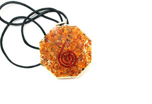 HiJet Orgone ciondolo –  Yellow Jasper orgonite ciondolo piezo elettrico EMF protezione onde elettromagnetiche riduzione Prana Life Force Xmas energetica A + + Chokurei bobina di rame