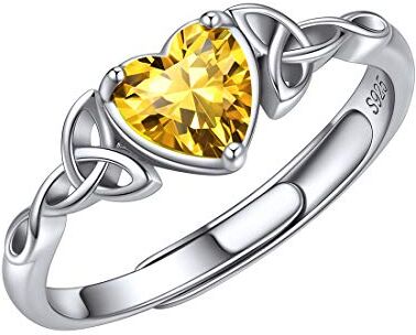 ChicSilver Anelli Donna Argento 925 Regolabili con Citrino Pietra Portafortuna Novembre Anello Argento Regolabile Argento con Pietra Cuore Anello Cuore Blu con Confezione Regalo