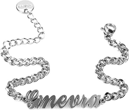 Flowers Bracciale in acciaio con Nome in Corsivo disponibile in due colorazioni dorato e argentato (Ginevra Argentato)