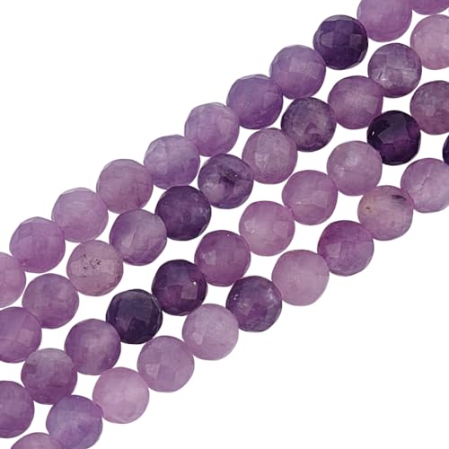 OLYCRAFT 252 fili di giada naturale lilla da 3 mm, perline rotonde di giada lilla sfaccettate, perline viola con foro da 0,6 mm, perline sfuse rotonde sfaccettate per bracciali, collane, creazione di